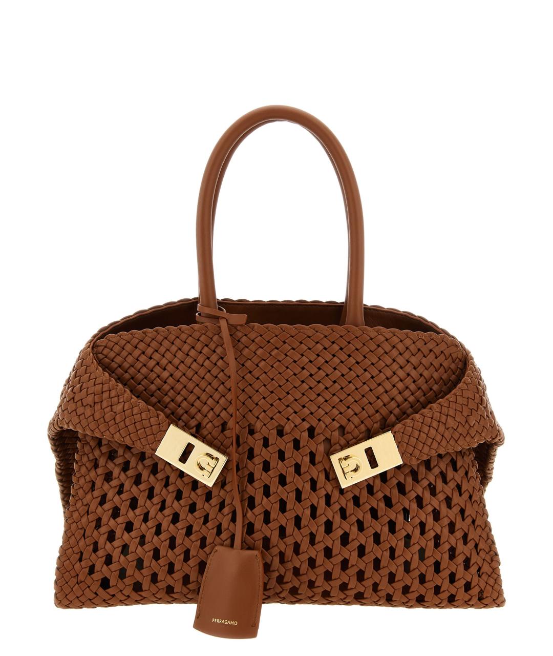 FERRAGAMO Коричневая кожаная сумка тоут, фото 1