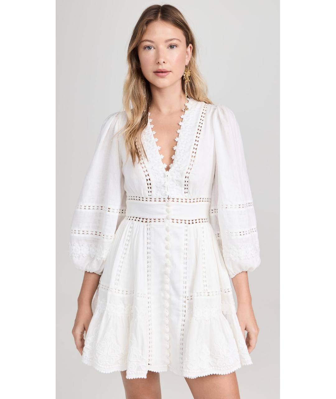 ZIMMERMANN Белое льняное коктейльное платье, фото 4