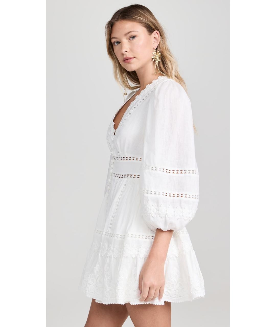 ZIMMERMANN Белое льняное коктейльное платье, фото 5