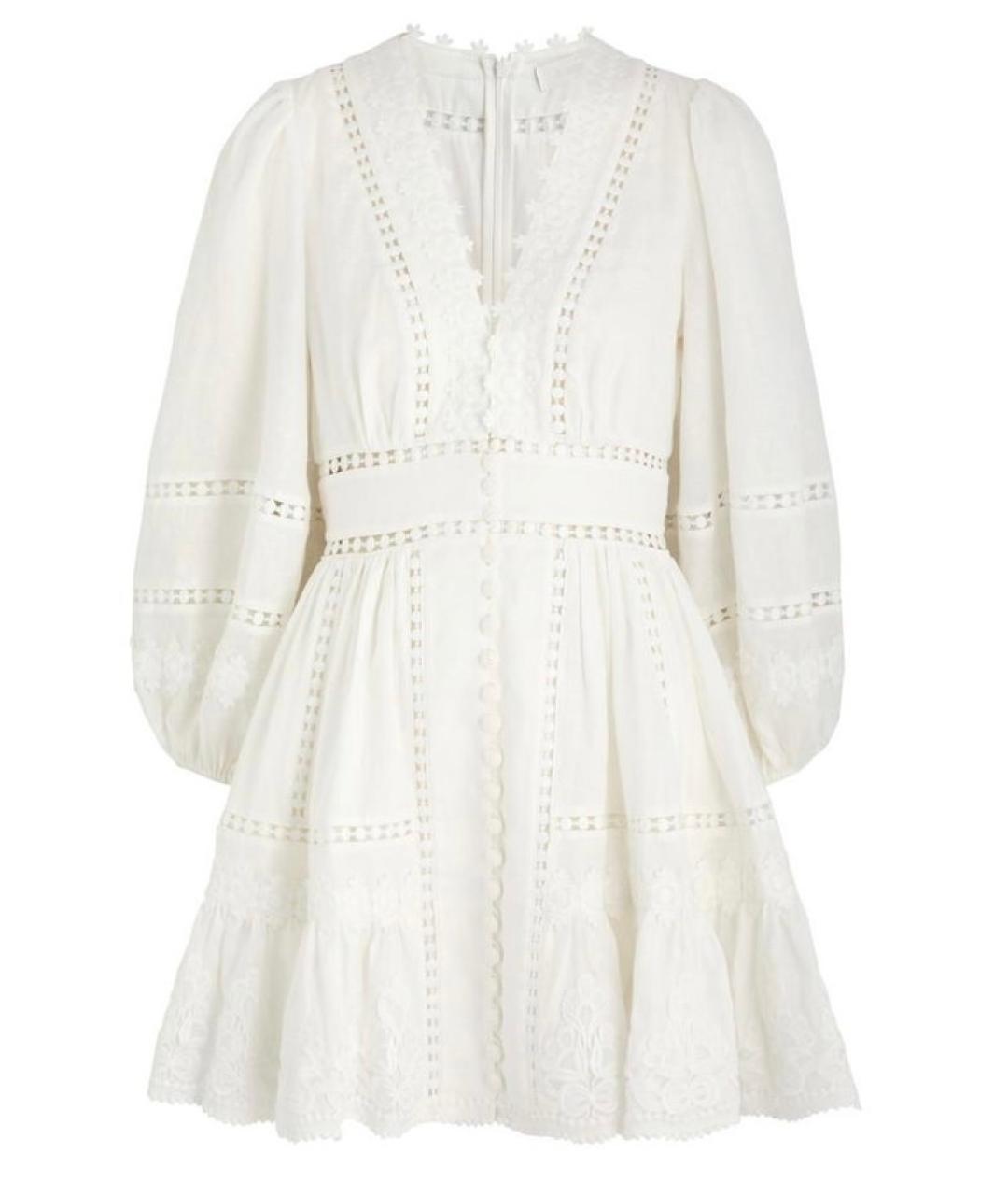 ZIMMERMANN Белое льняное коктейльное платье, фото 10