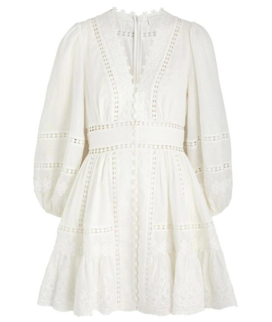 ZIMMERMANN Белое льняное коктейльное платье, фото 1