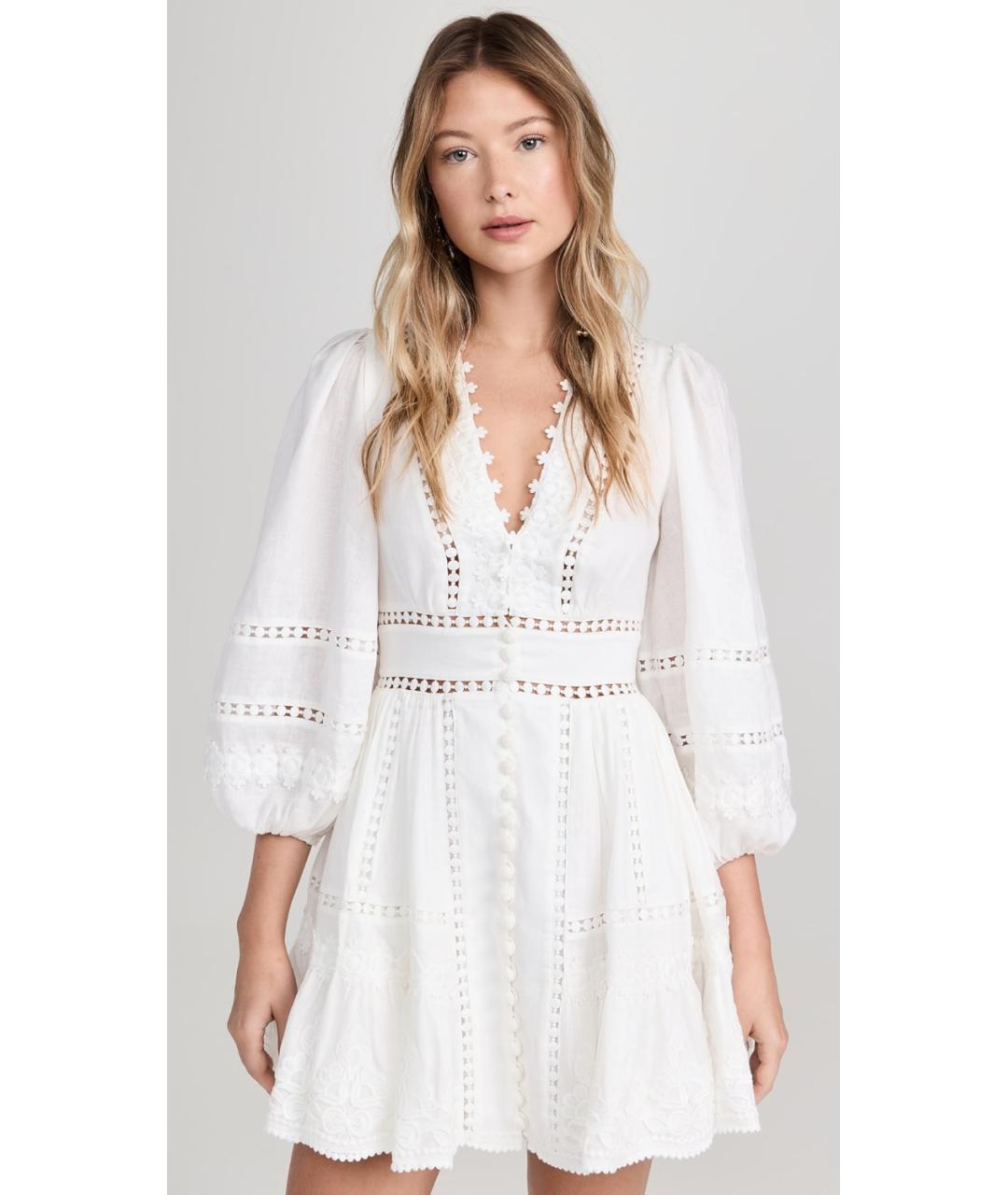 ZIMMERMANN Белое льняное коктейльное платье, фото 3