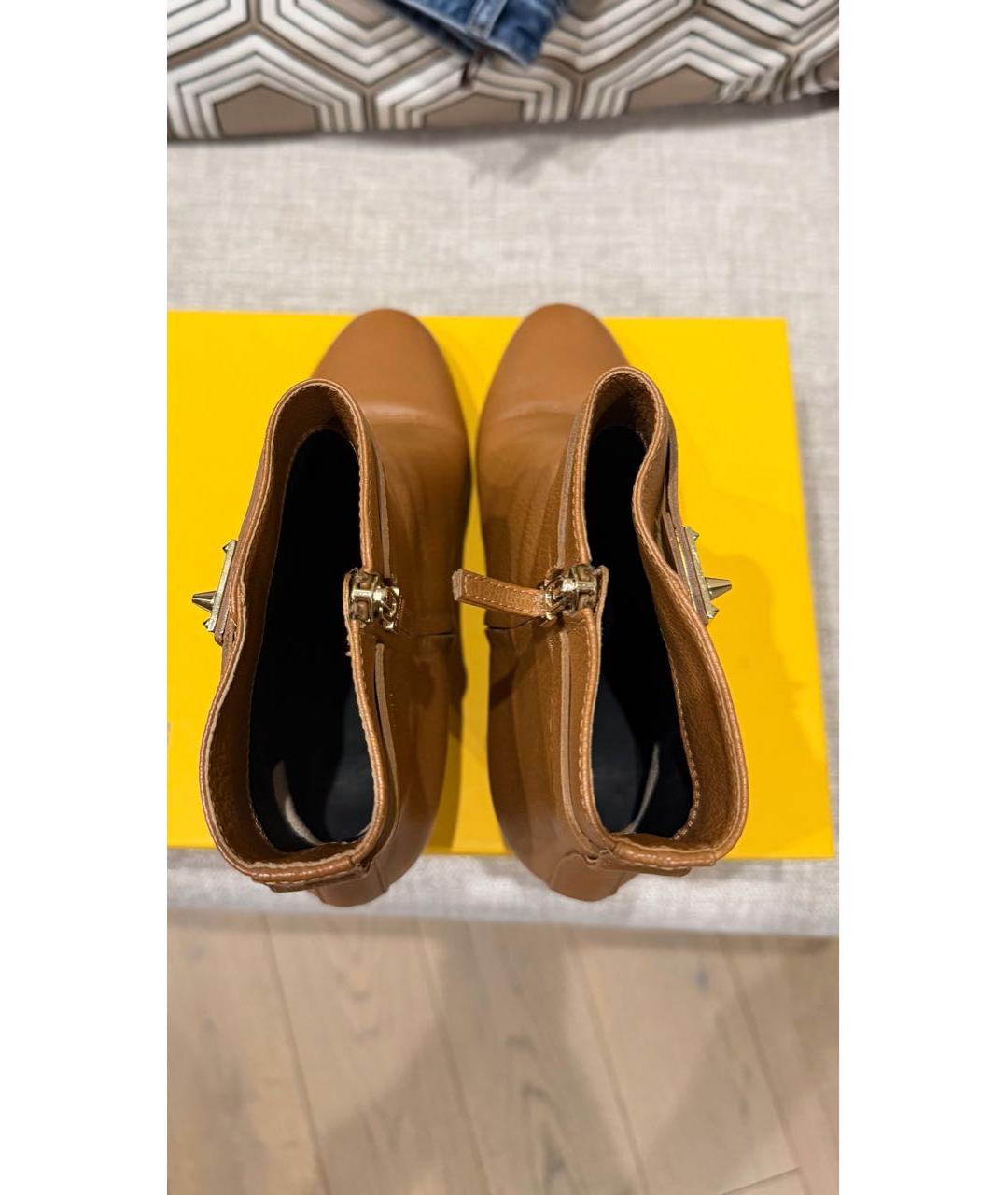 FENDI Коричневые кожаные ботильоны, фото 3