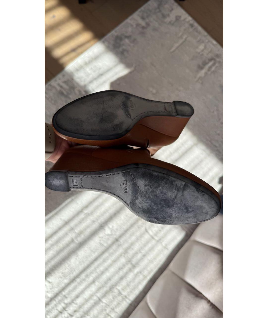 FENDI Коричневые кожаные ботильоны, фото 8