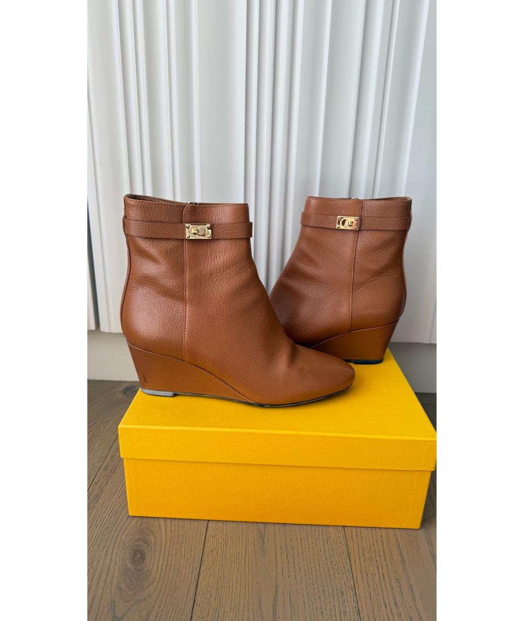 FENDI Коричневые кожаные ботильоны, фото 7