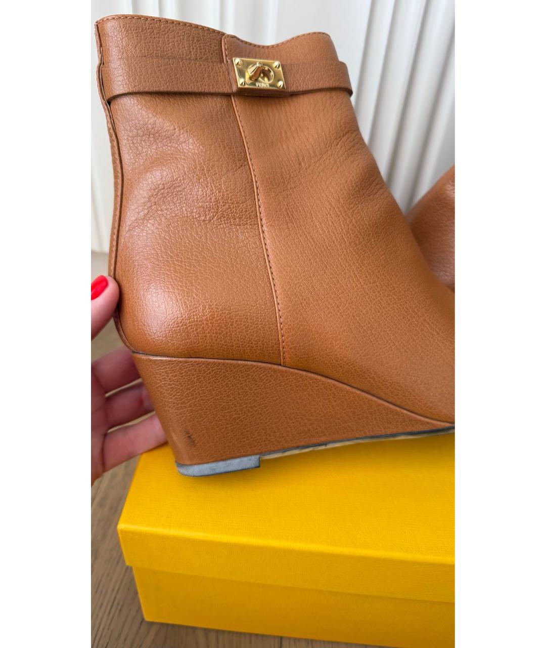 FENDI Коричневые кожаные ботильоны, фото 5