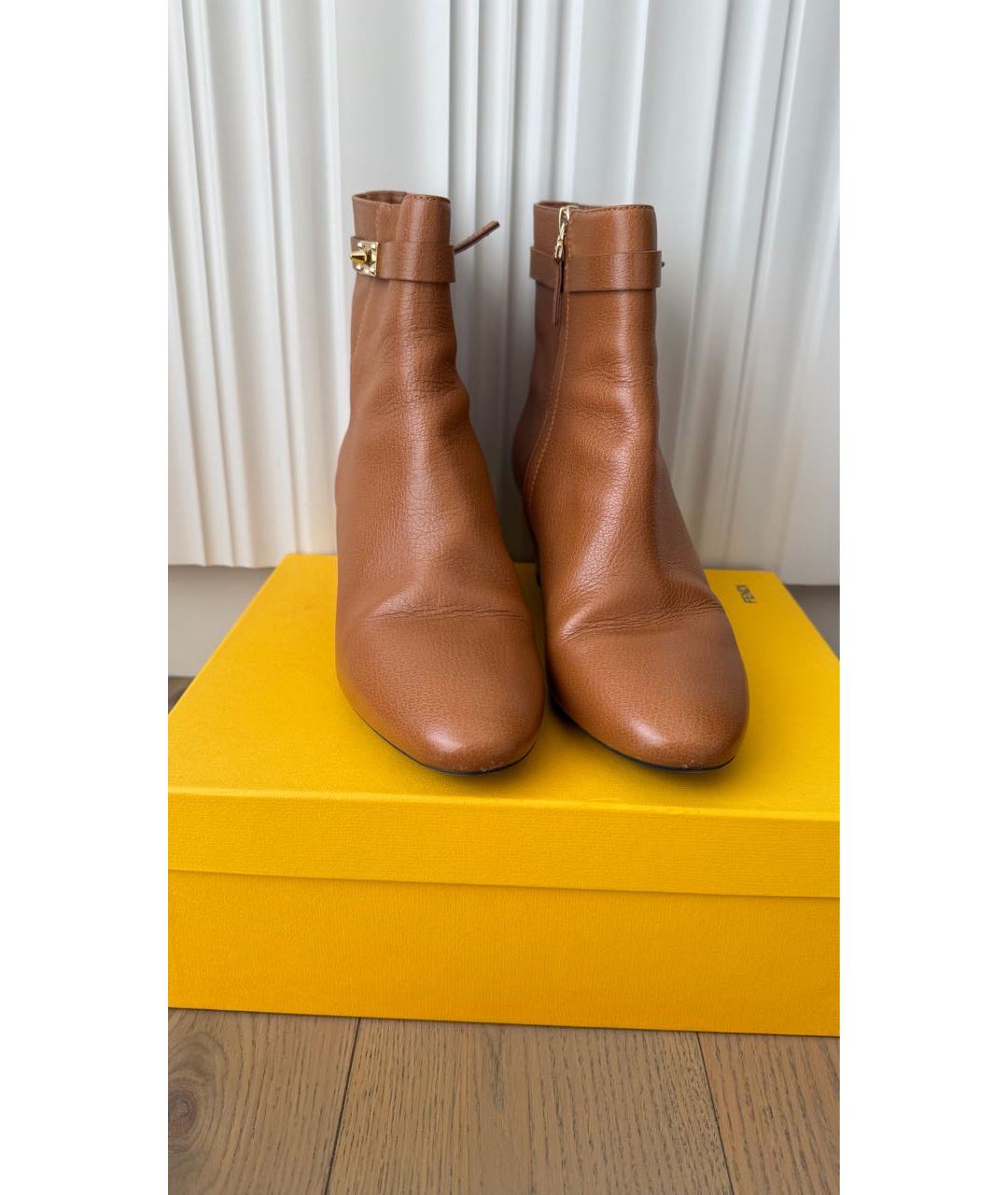 FENDI Коричневые кожаные ботильоны, фото 2