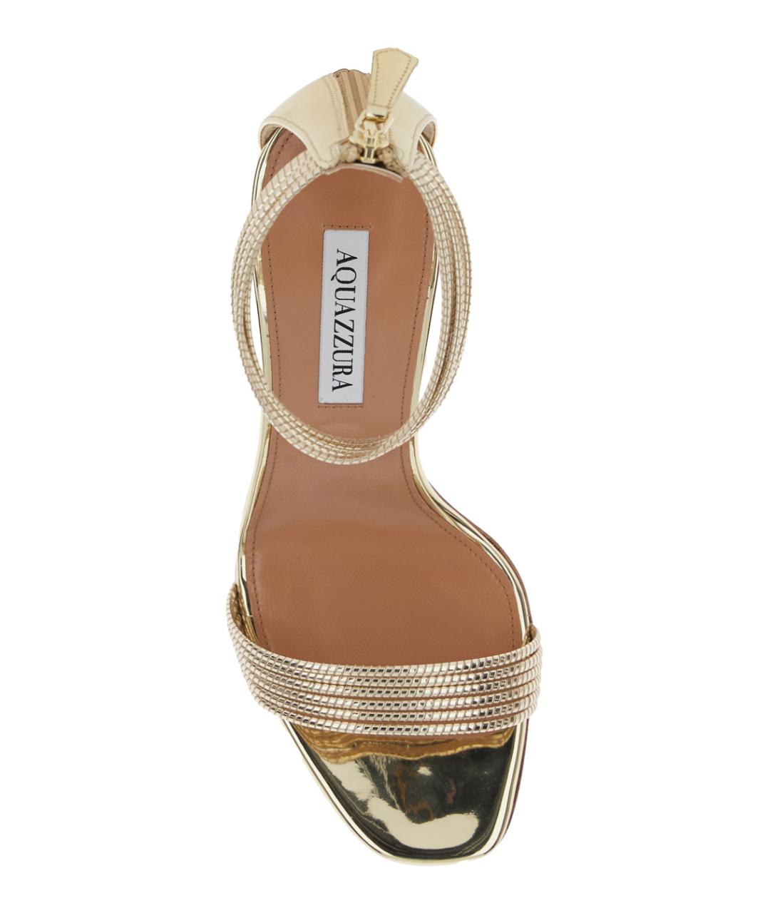 AQUAZZURA Золотые кожаные босоножки, фото 4