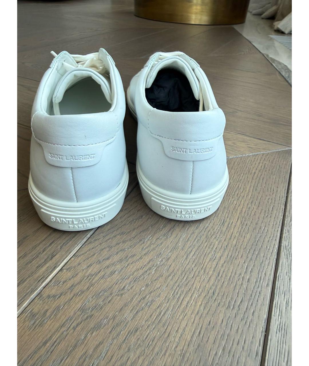 SAINT LAURENT Белые кожаные низкие кроссовки / кеды, фото 3