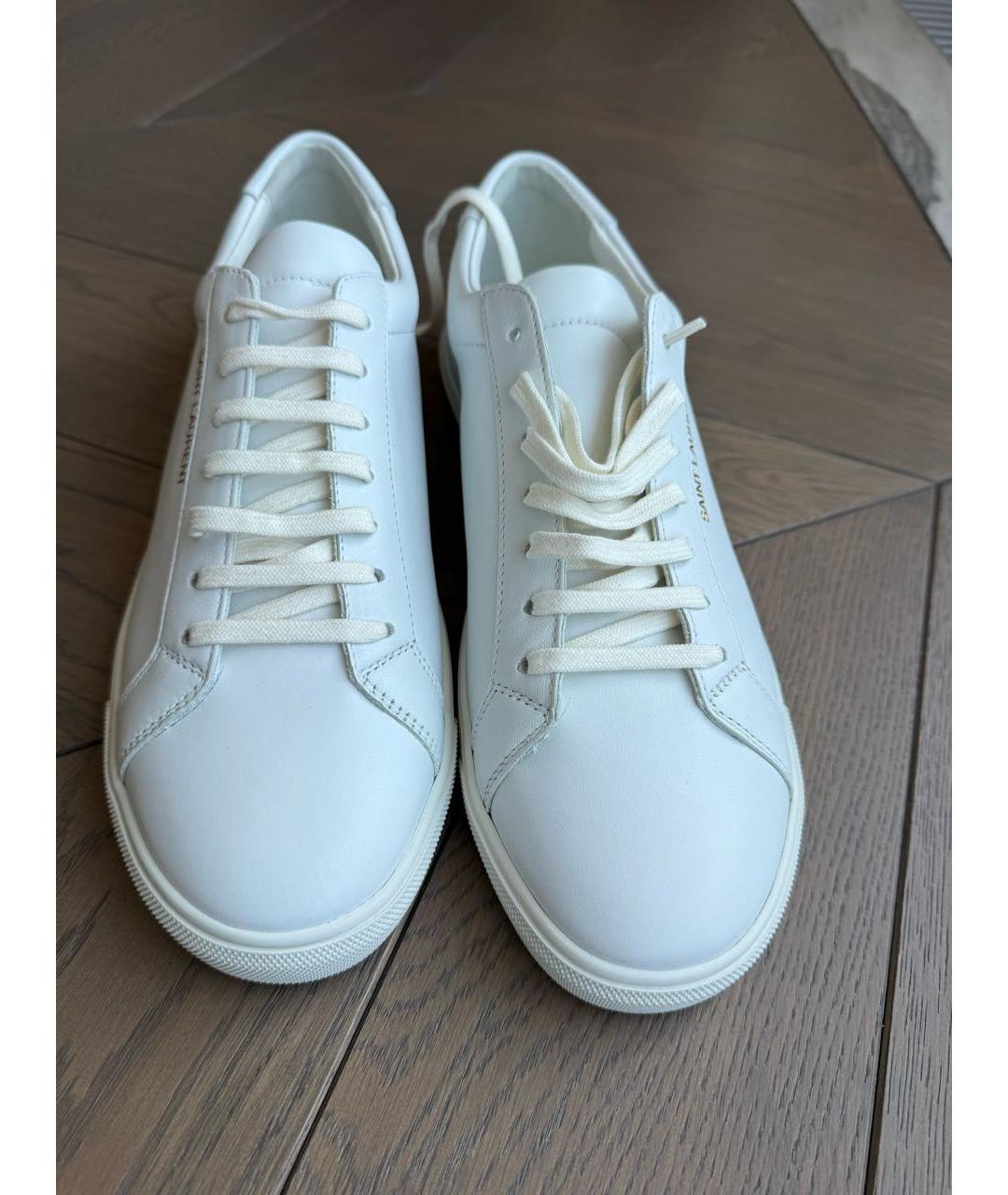 SAINT LAURENT Белые кожаные низкие кроссовки / кеды, фото 2