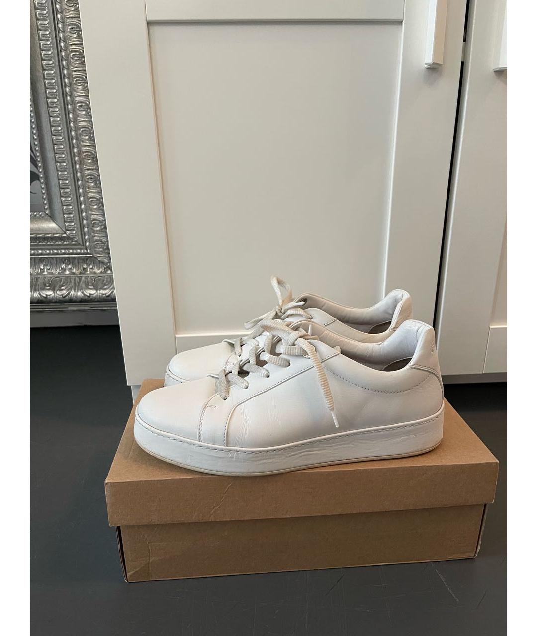 LORO PIANA Белые кожаные кроссовки, фото 4