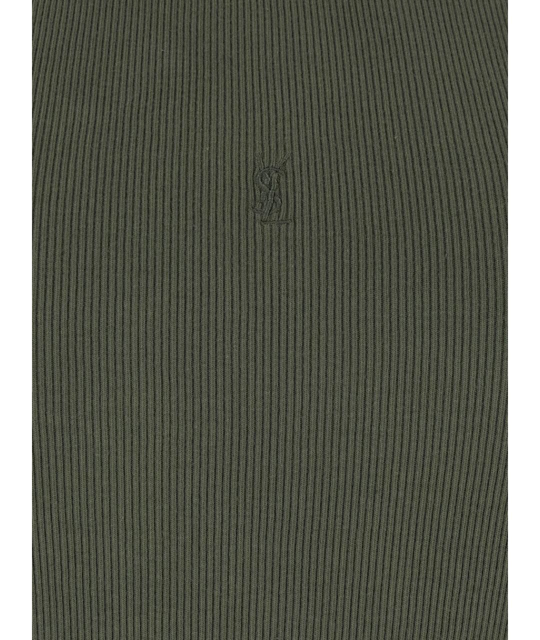 SAINT LAURENT Зеленая хлопковая майка, фото 3