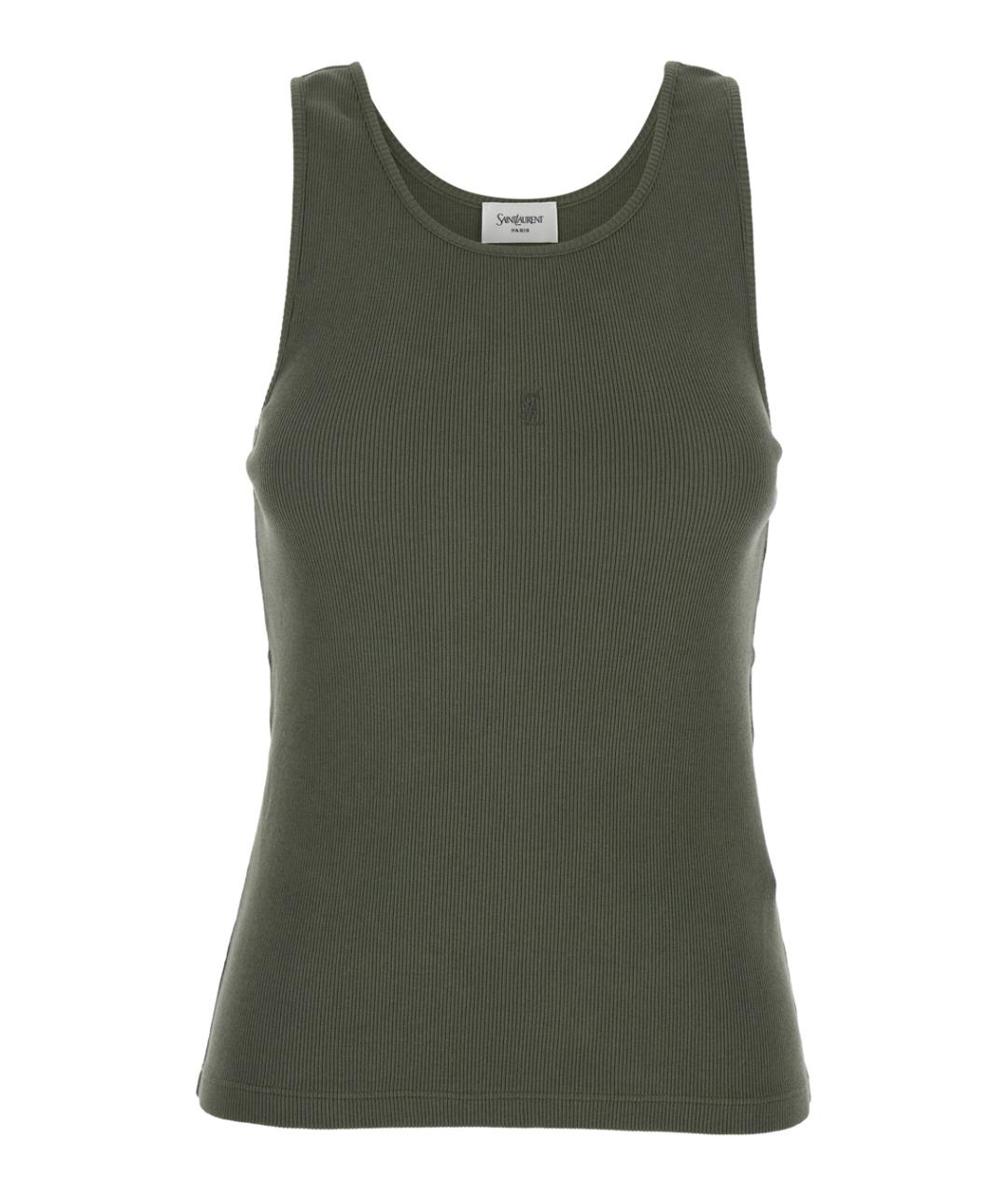 SAINT LAURENT Зеленая хлопковая майка, фото 1