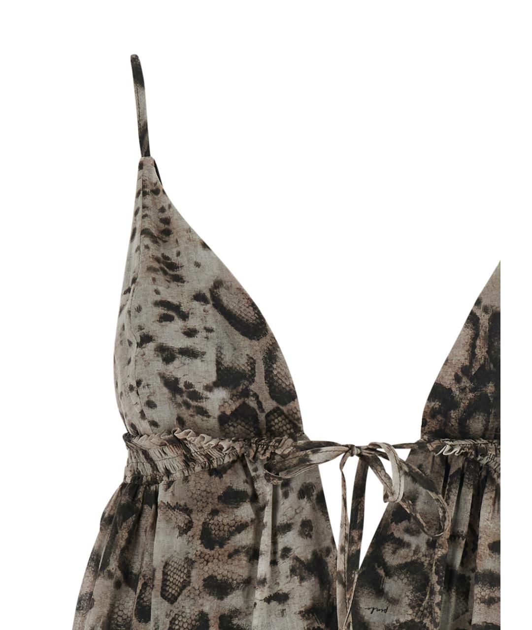 PINKO Бежевое хлопковое повседневное платье, фото 3