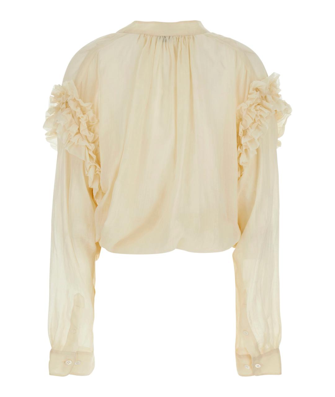 DRIES VAN NOTEN Бежевая шелковая блузы, фото 2