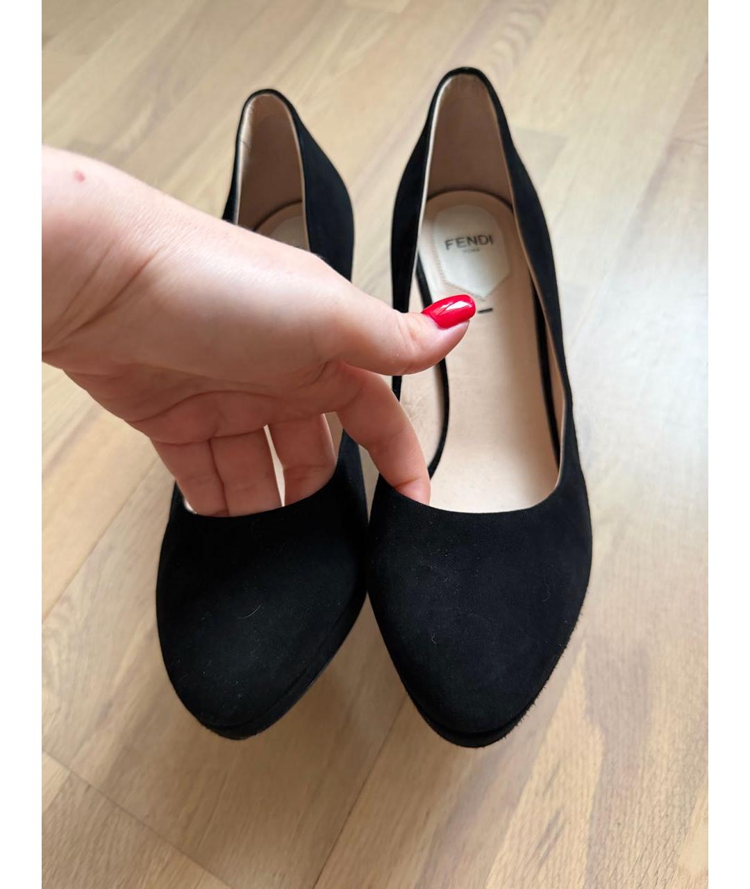 FENDI Черные замшевые туфли, фото 2