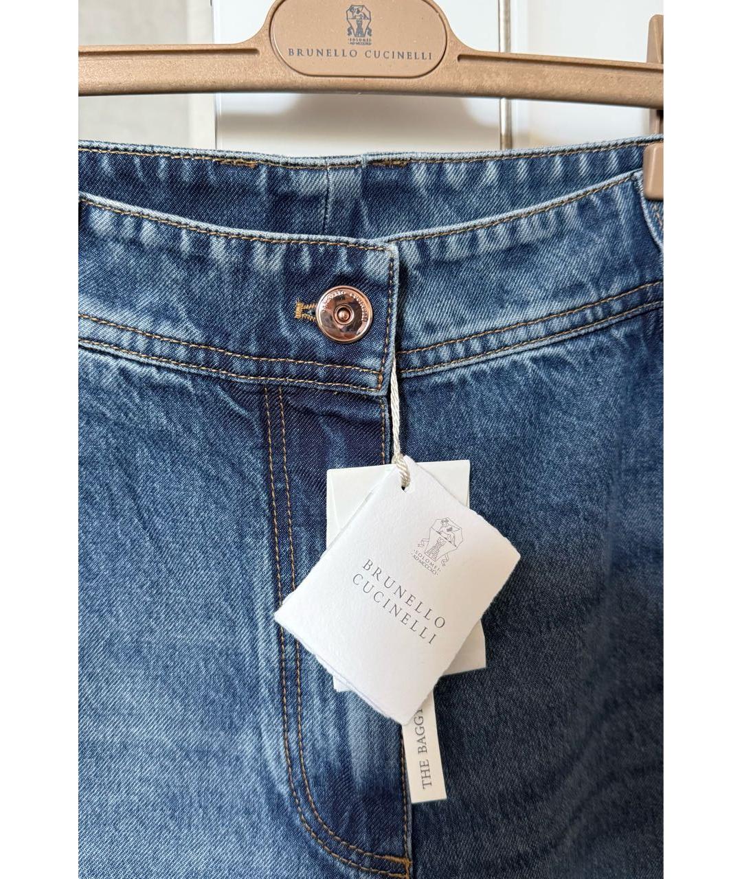 BRUNELLO CUCINELLI Синие хлопковые прямые джинсы, фото 6
