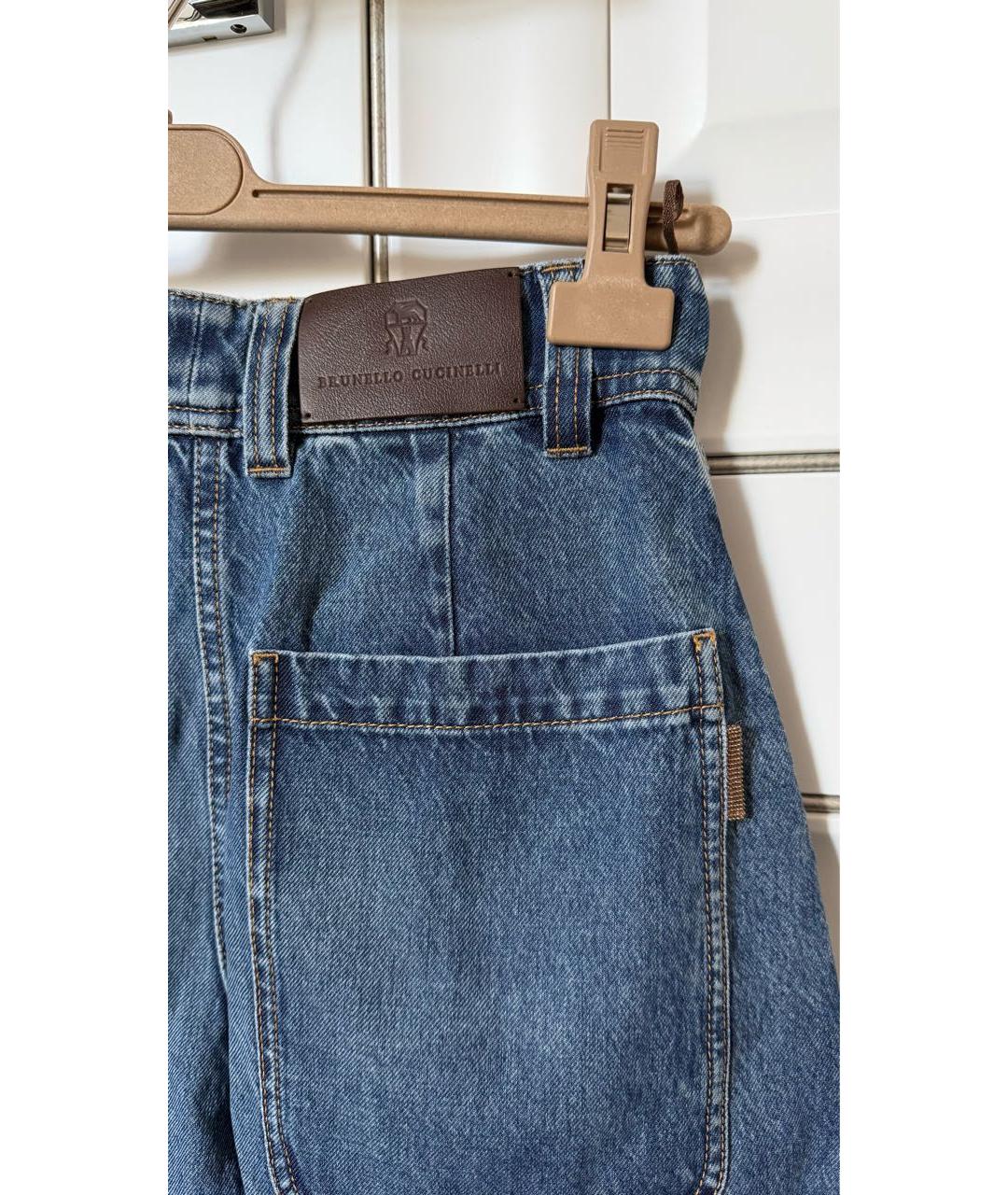 BRUNELLO CUCINELLI Синие хлопковые прямые джинсы, фото 5