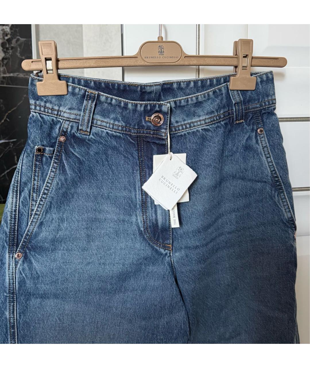 BRUNELLO CUCINELLI Синие хлопковые прямые джинсы, фото 7