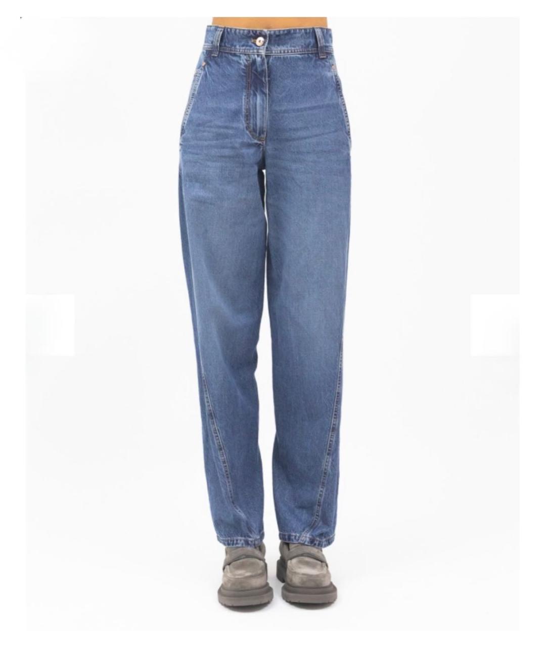 BRUNELLO CUCINELLI Синие хлопковые прямые джинсы, фото 8