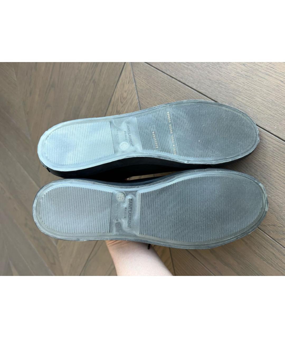 SAINT LAURENT Черные кожаные низкие кроссовки / кеды, фото 5