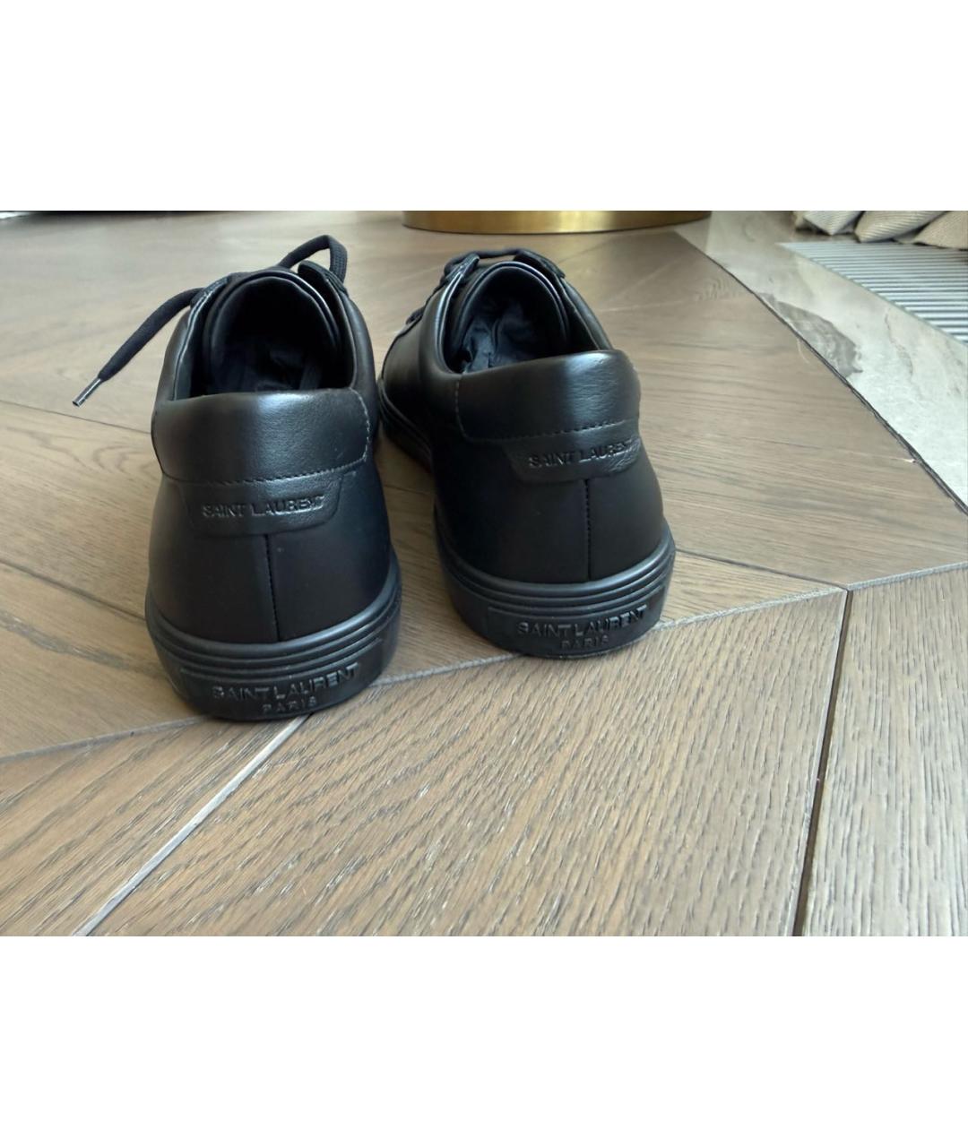 SAINT LAURENT Черные кожаные низкие кроссовки / кеды, фото 4