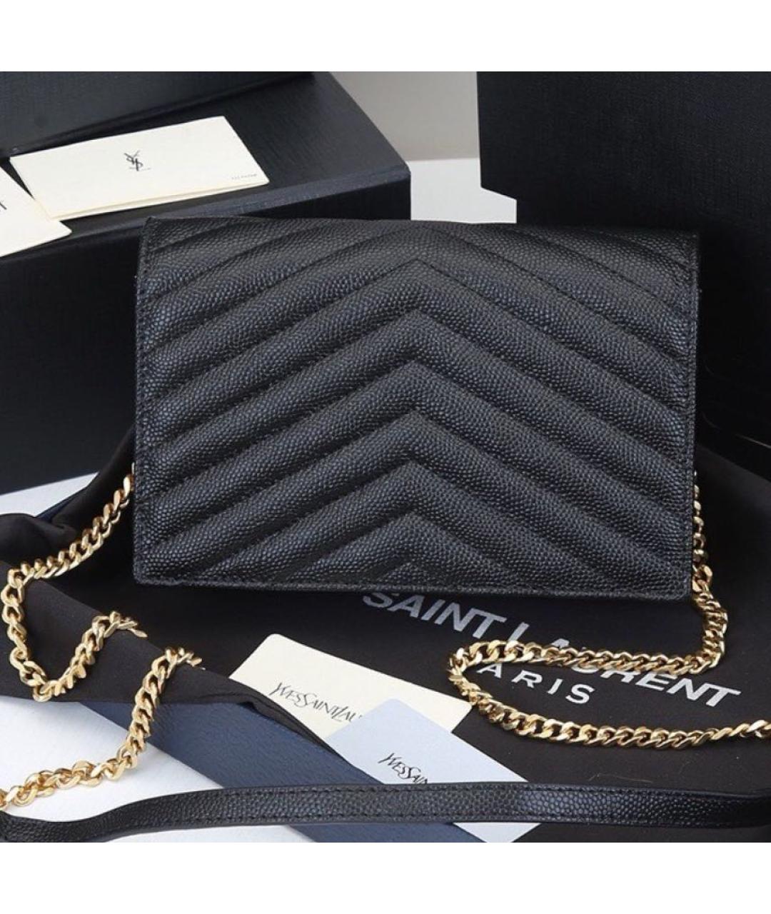 SAINT LAURENT Черная кожаная сумка через плечо, фото 3