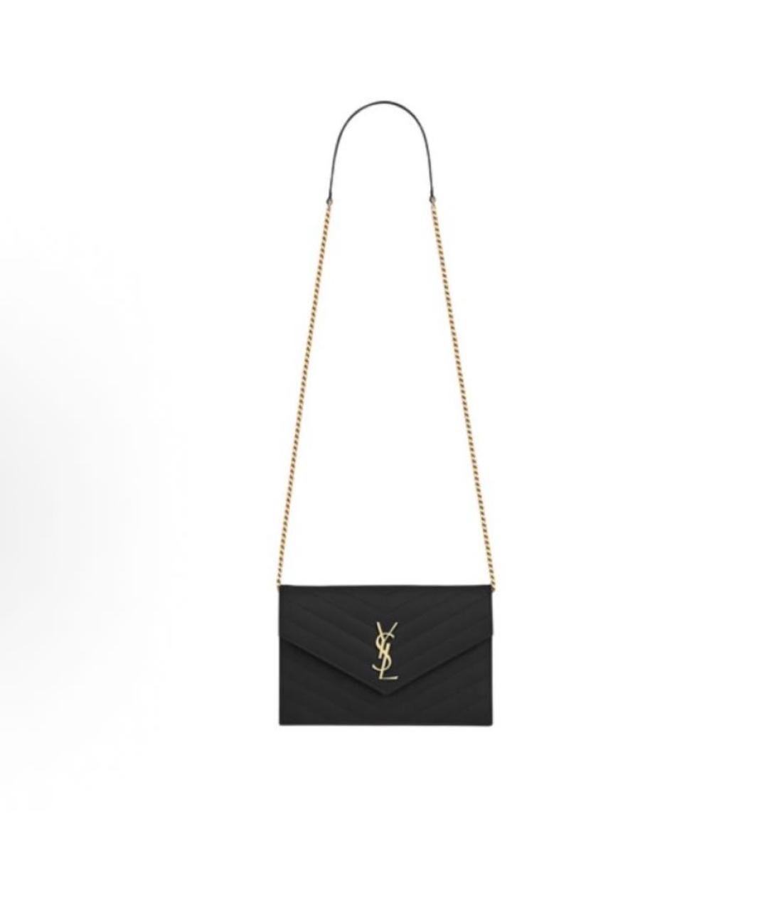 SAINT LAURENT Черная кожаная сумка через плечо, фото 4