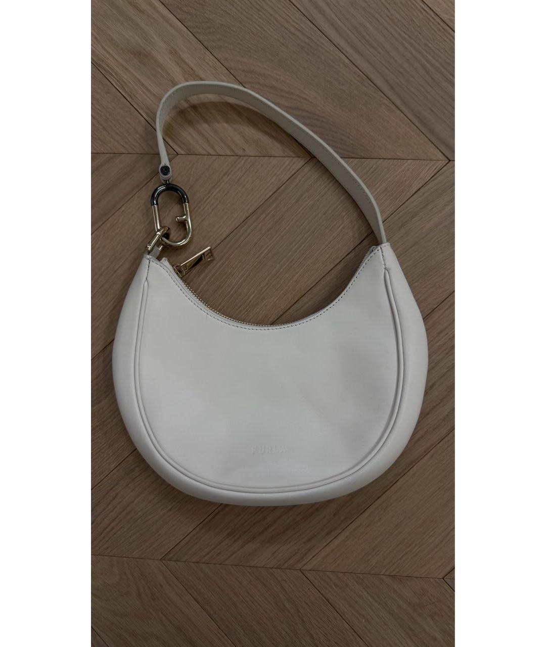 FURLA Белая кожаная сумка с короткими ручками, фото 5