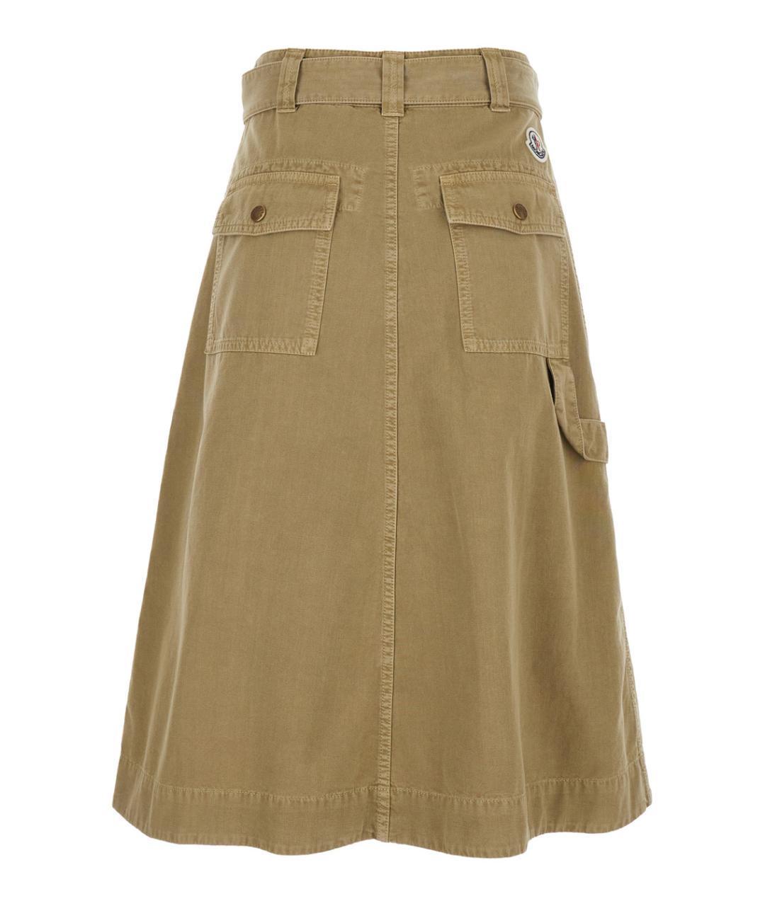 MONCLER Бежевая хлопковая юбка макси, фото 2