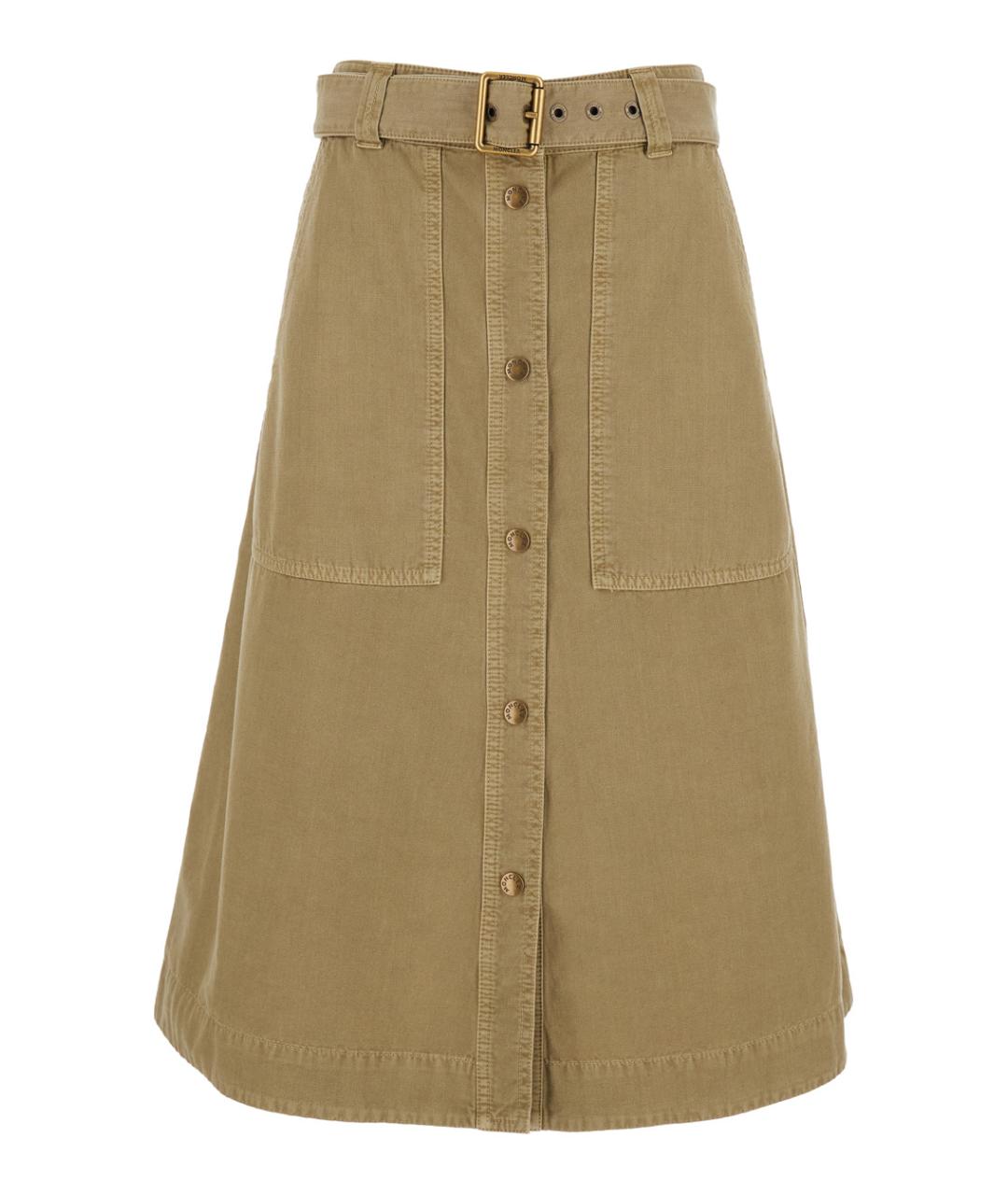 MONCLER Бежевая хлопковая юбка макси, фото 1