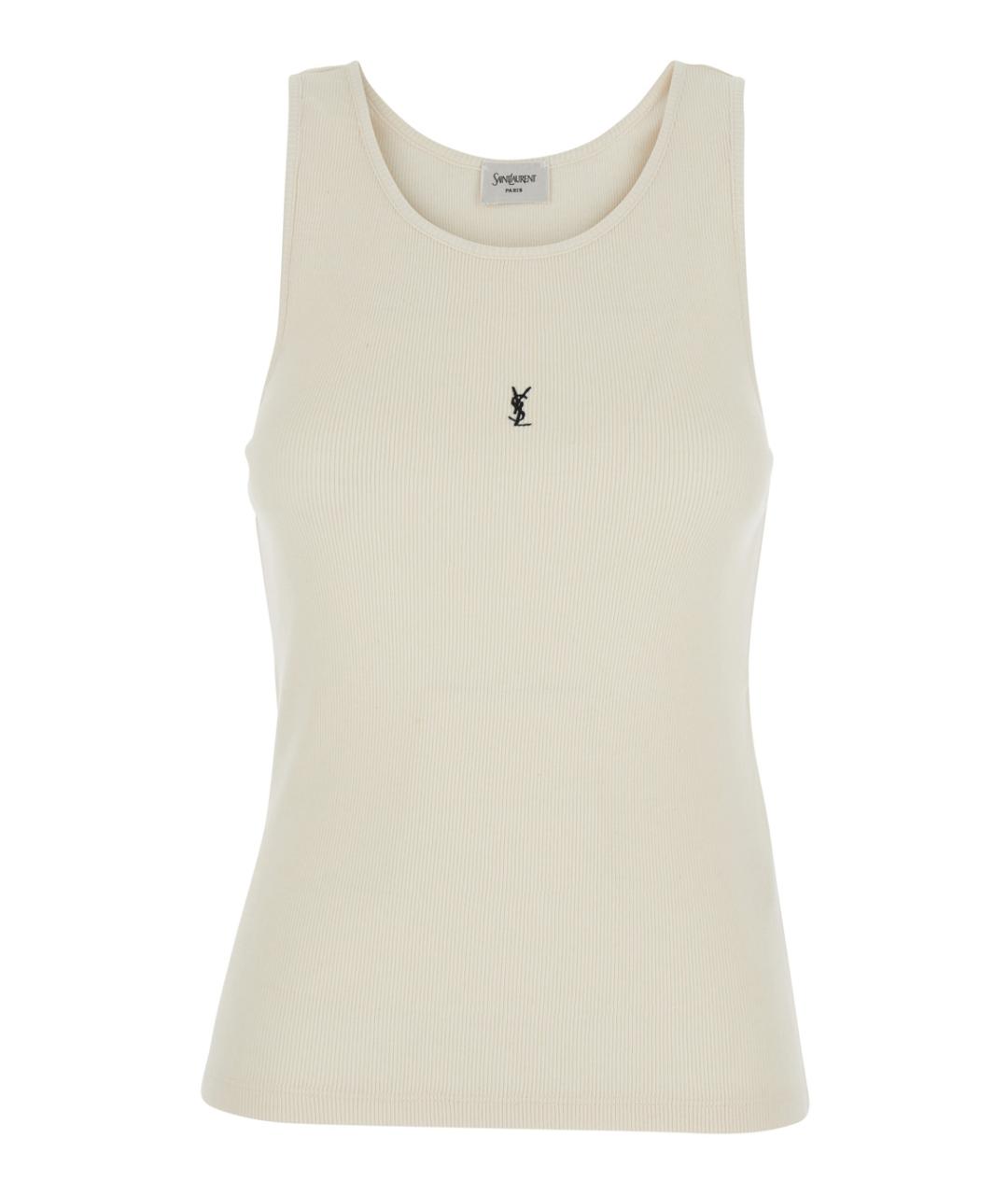 SAINT LAURENT Белая хлопковая майка, фото 1