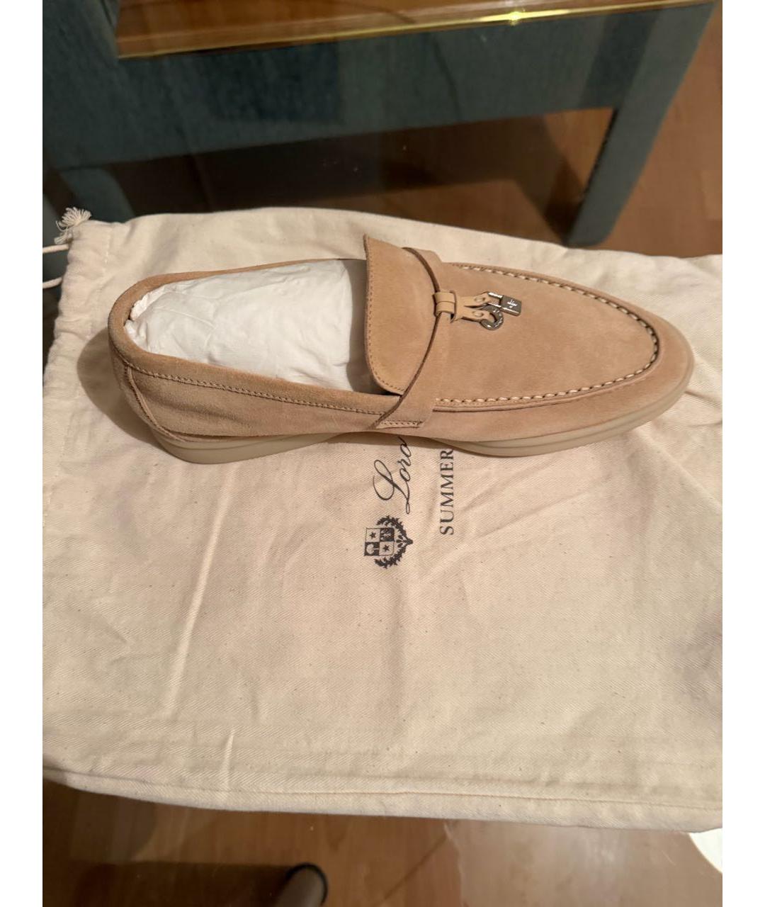 LORO PIANA Бежевые замшевые лоферы, фото 2