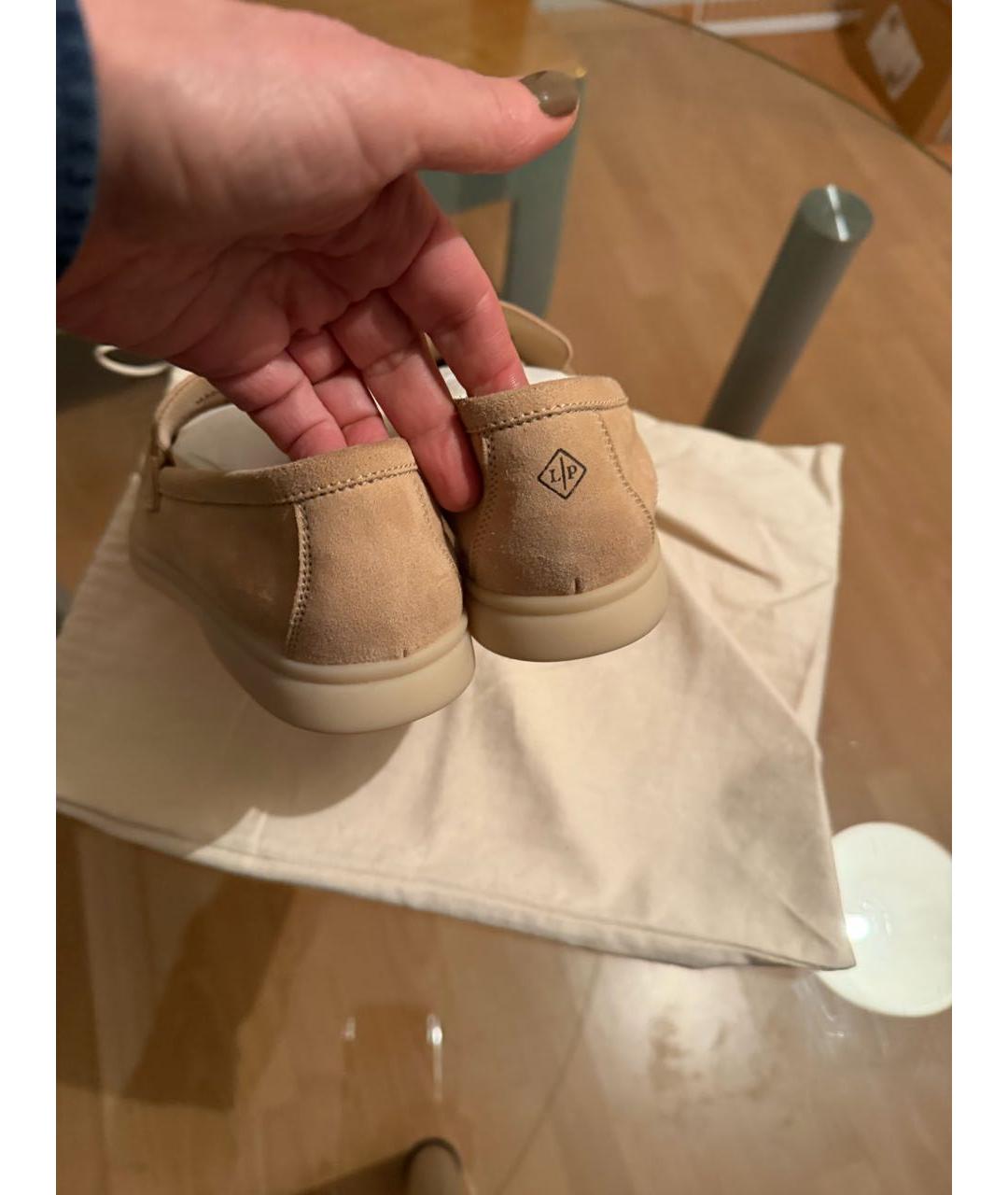LORO PIANA Бежевые замшевые лоферы, фото 3