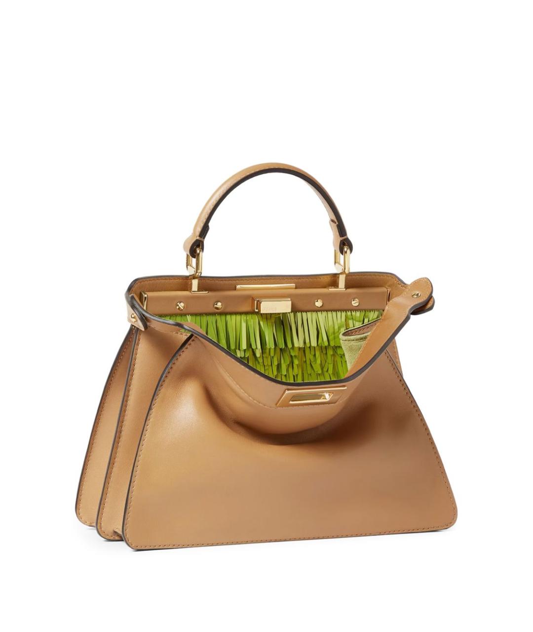 FENDI Бежевая кожаная сумка тоут, фото 3