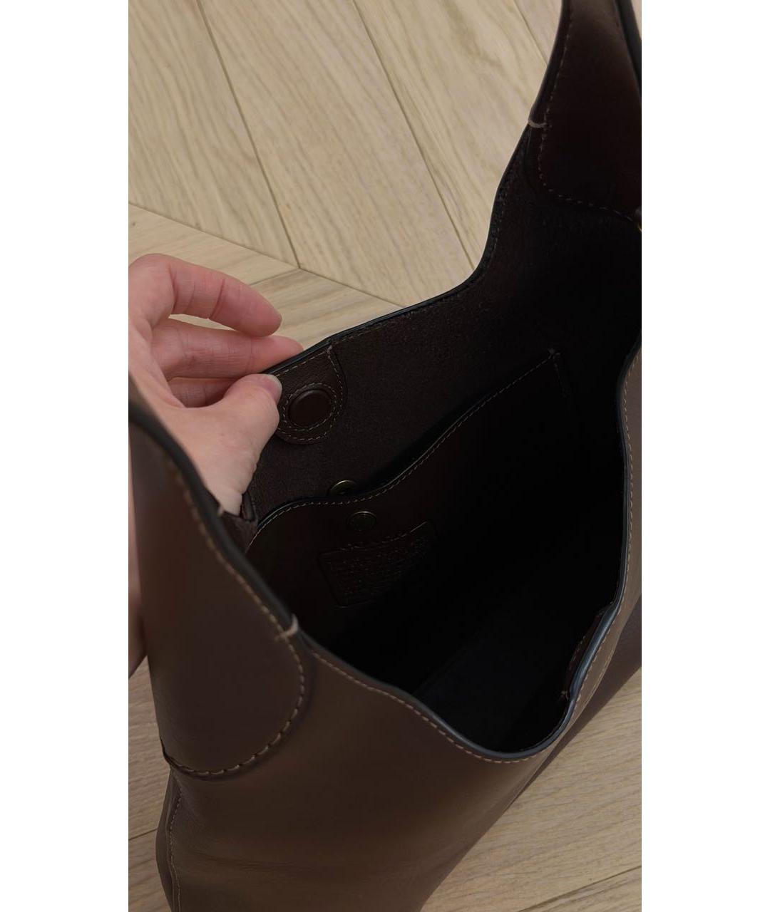 COACH Коричневая кожаная сумка через плечо, фото 4