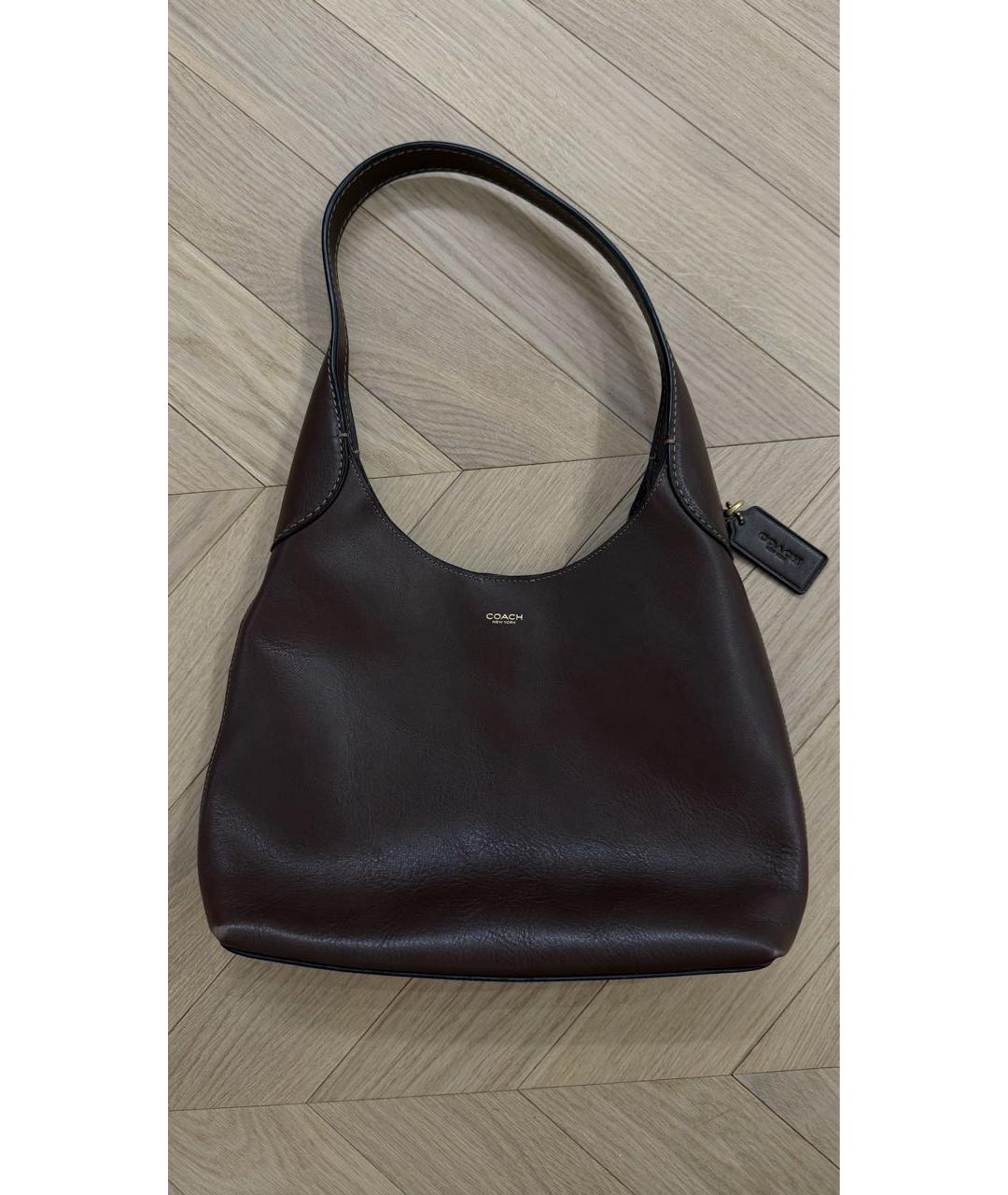 COACH Коричневая кожаная сумка через плечо, фото 6