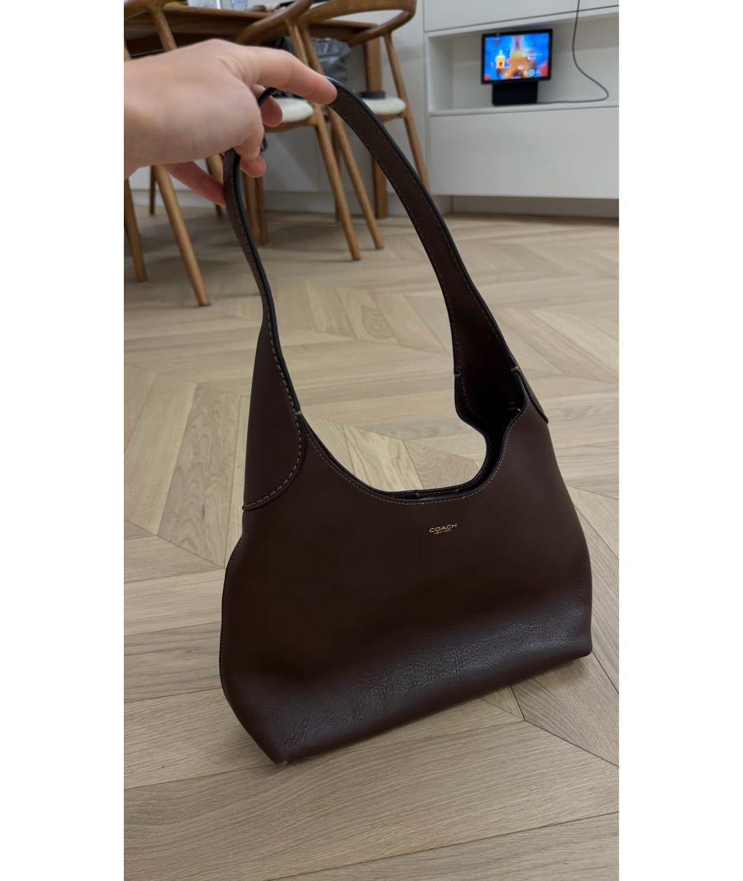 COACH Коричневая кожаная сумка через плечо, фото 2