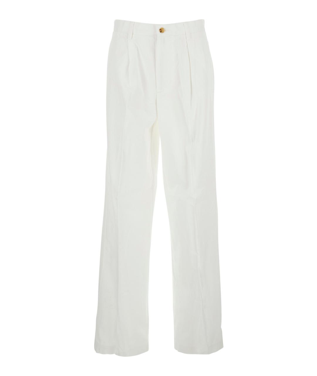 POLO RALPH LAUREN Белые хлопковые прямые брюки, фото 1