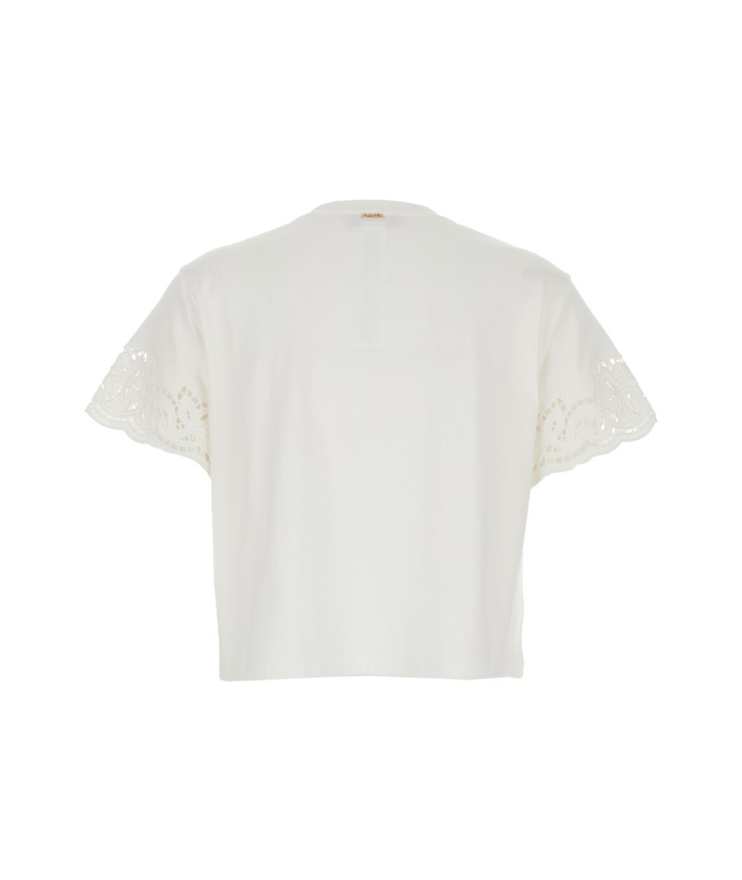 TWIN-SET Белая хлопковая футболка, фото 2