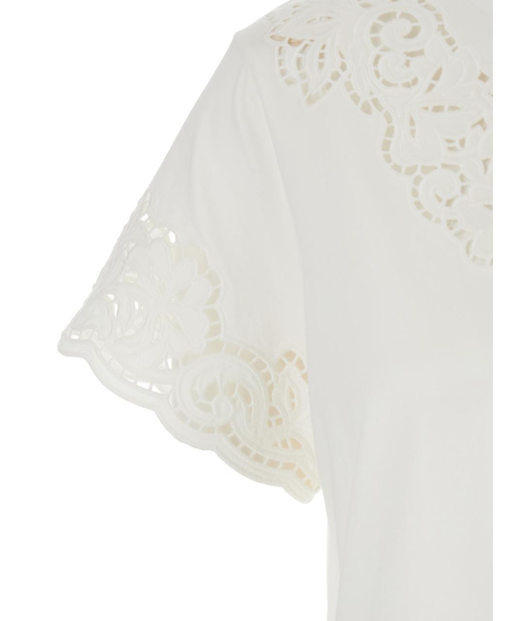 TWIN-SET Белая хлопковая футболка, фото 3