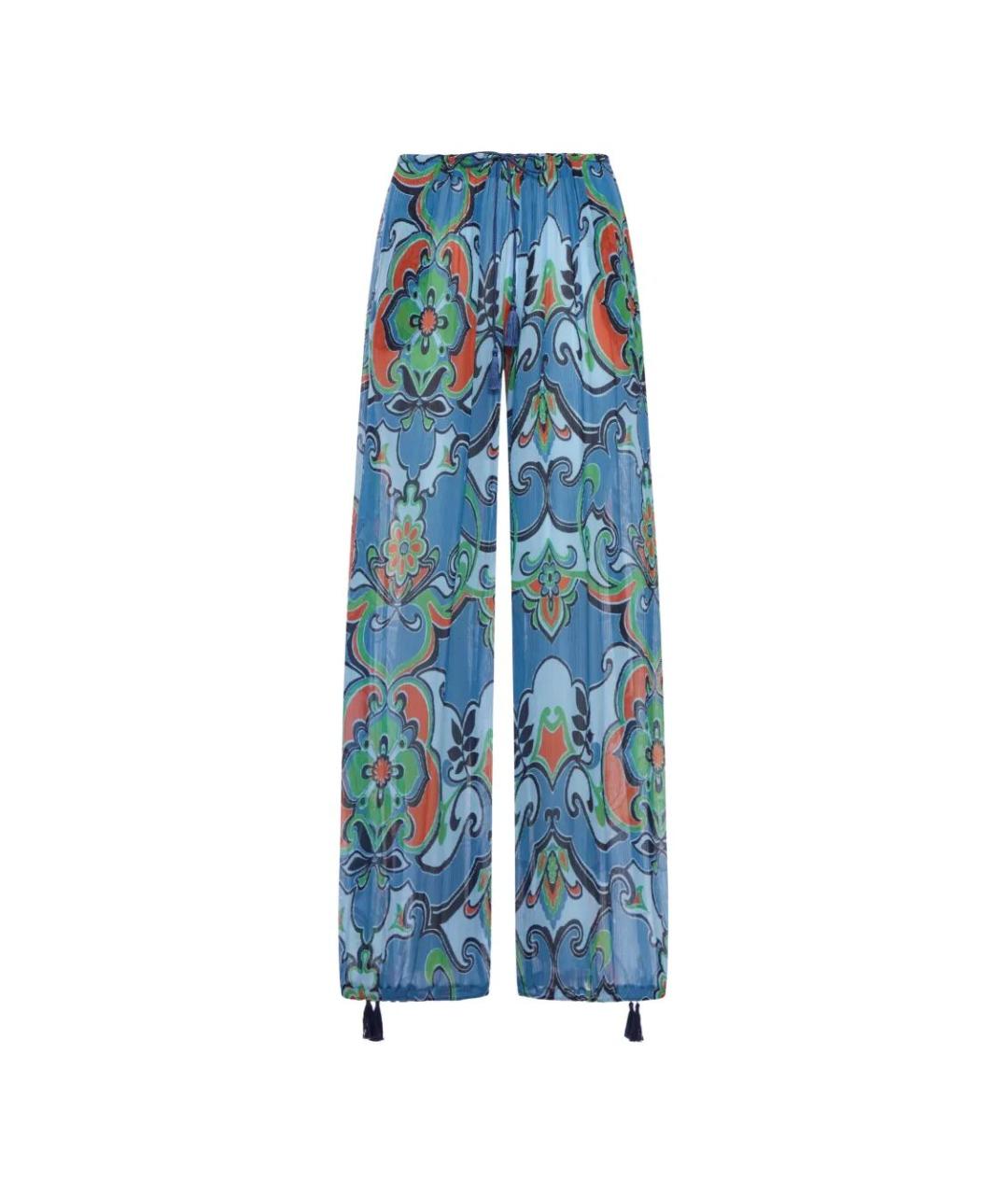 ETRO Голубые вискозные брюки широкие, фото 1