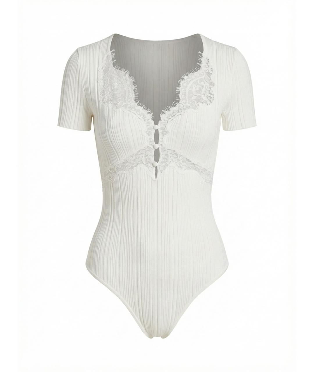 SELF-PORTRAIT Белое вискозное боди, фото 1