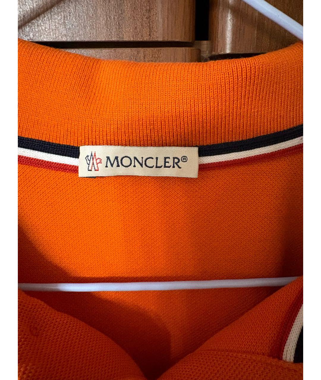 MONCLER Оранжевое хлопковое поло с коротким рукавом, фото 3