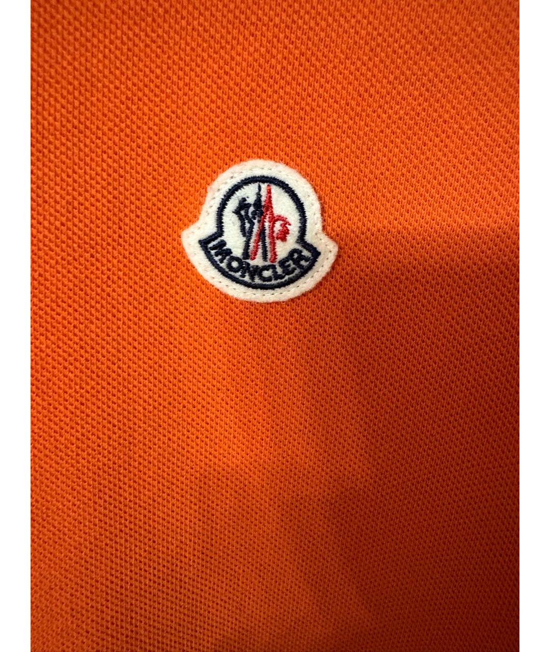 MONCLER Оранжевое хлопковое поло с коротким рукавом, фото 4