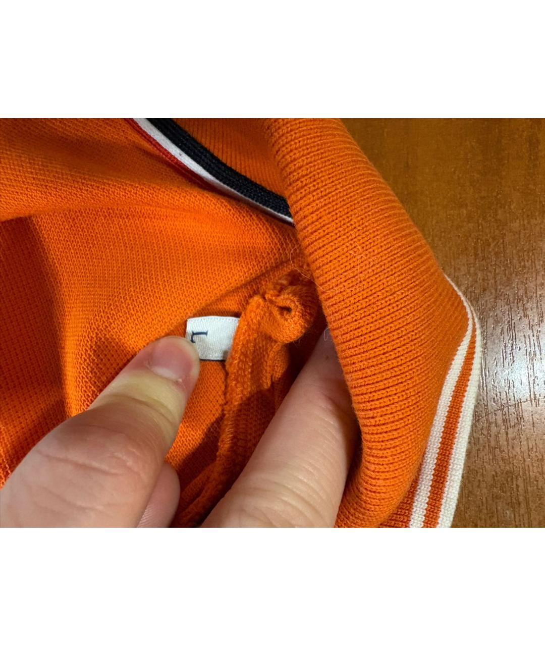 MONCLER Оранжевое хлопковое поло с коротким рукавом, фото 8