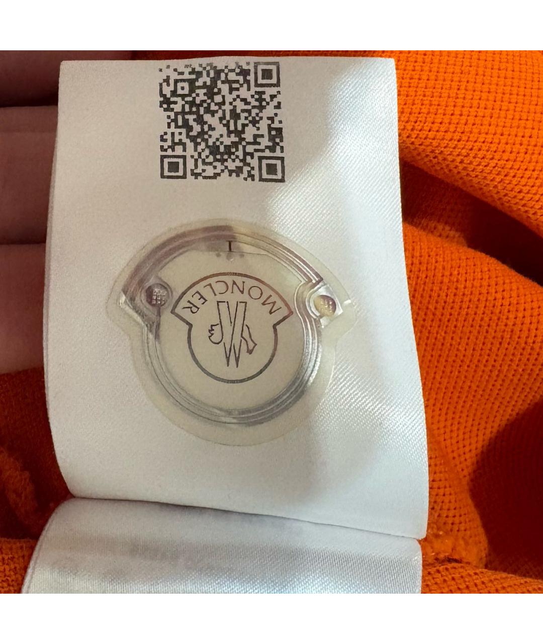 MONCLER Оранжевое хлопковое поло с коротким рукавом, фото 6