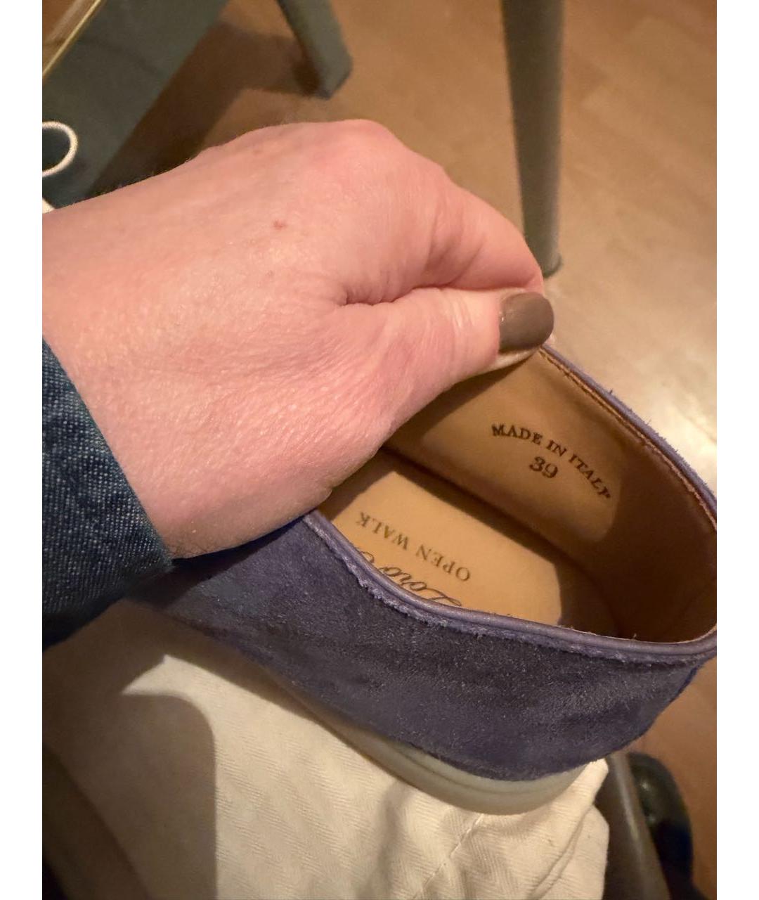 LORO PIANA Темно-синие замшевые лоферы, фото 4