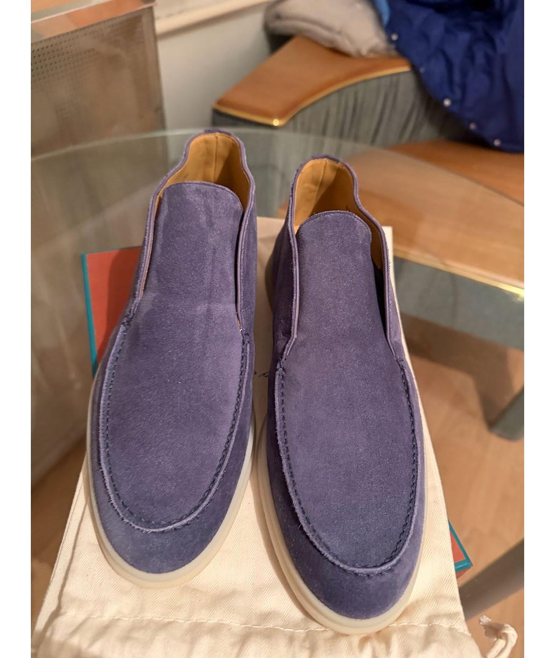 LORO PIANA Темно-синие замшевые лоферы, фото 2