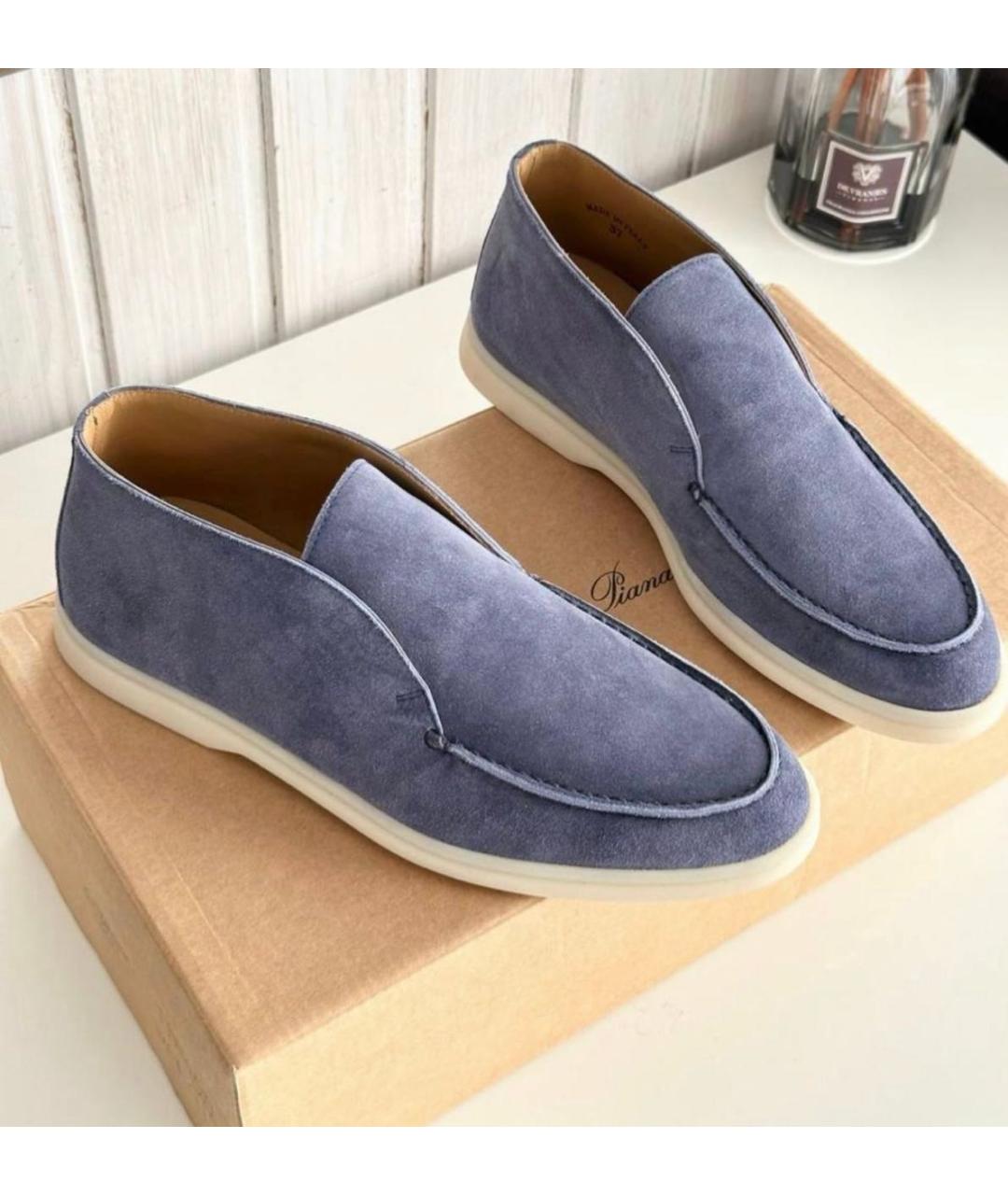 LORO PIANA Темно-синие замшевые лоферы, фото 5